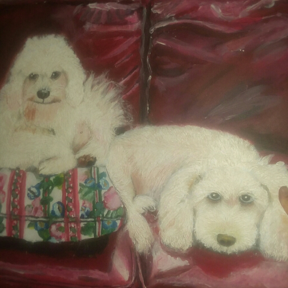 Handmade dog canvas painting